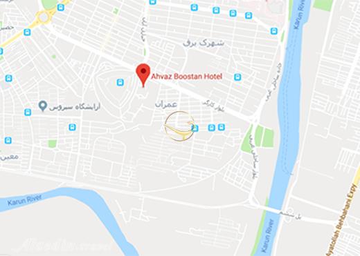 نمای سالن اقاقیا هتل بوستان اهواز روی نقشه