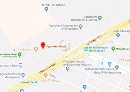 نمای سالن کنفرانس دو هتل نیشکر اهواز روی نقشه