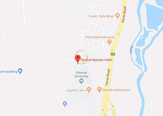 نمای سالن کنفرانس هتل المپیک آمل روی نقشه