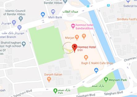 نمای سالن خلیج فارس هتل هرمز بندرعباس روی نقشه