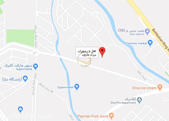 نمای سالن کنفرانس هتل مارون بهبهان روی نقشه