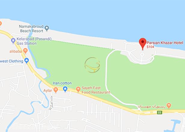 نمای سالن مروارید هتل پارسیان آزادی خزر (هایت) روی نقشه