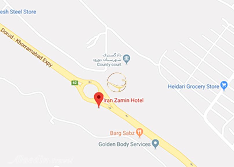 نمای تالار بانوان هتل ایران زمین دورود لرستان روی نقشه