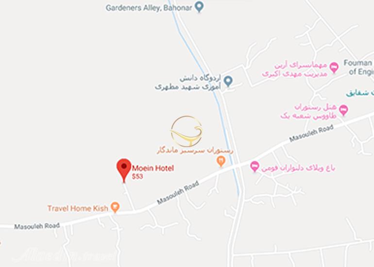 نمای سالن میمنت یک هتل معین فومن روی نقشه