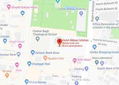 نمای سالن زرین هتل عباسی اصفهان روی نقشه