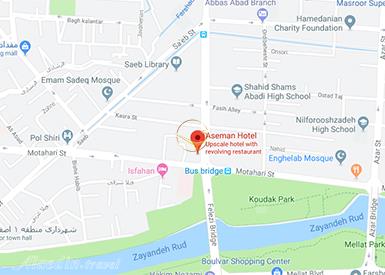 نمای سالن آفتاب هتل آسمان اصفهان روی نقشه