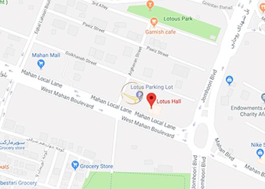نمای سالن شماره دو تالار لوتوس کرج روی نقشه