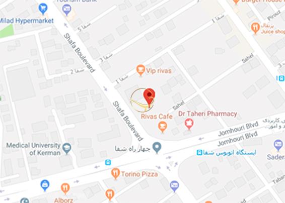 نمای سالن ماهان هتل جهانگردی کرمان روی نقشه