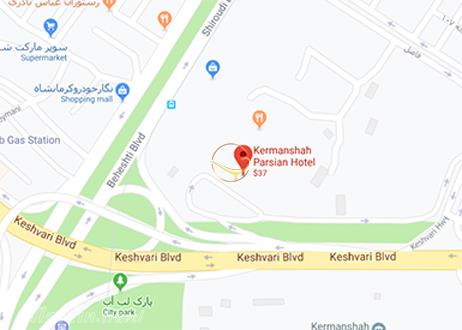 نمای سالن الماس هتل پارسیان کرمانشاه روی نقشه