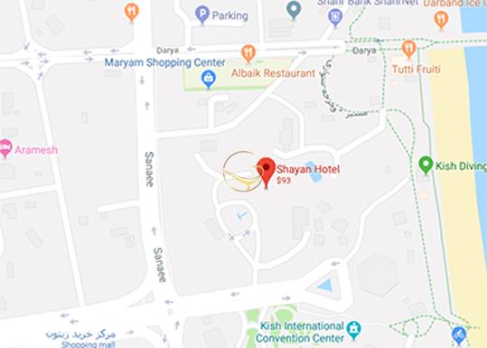 نمای سالن آمفی تئاتر هتل پارس شایان کیش روی نقشه