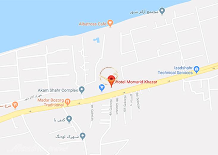 نمای سالن همایش هتل مروارید خزر محمودآباد روی نقشه