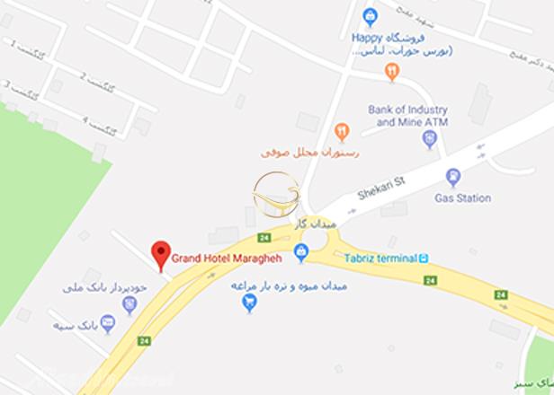 نمای سالن کنفرانس هتل بزرگ مراغه روی نقشه