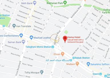 نمای سالن های هتل هما 1 مشهد روی نقشه