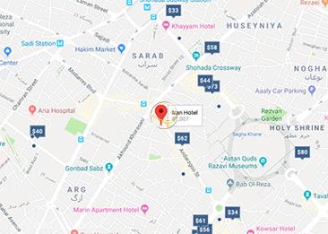 نمای سالن زمرد هتل ایران مشهد روی نقشه
