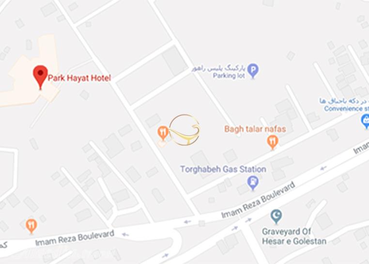 نمای سالن مروارید هتل پارک حیات مشهد روی نقشه