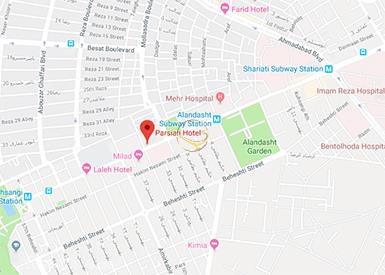 نمای سالن پارسیان 1 هتل پارسیان مشهد روی نقشه