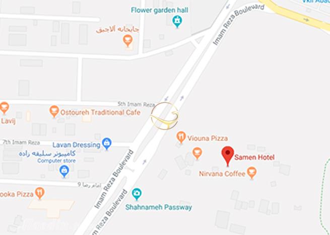 نمای اتاق آموزشی هتل ثامن مشهد روی نقشه