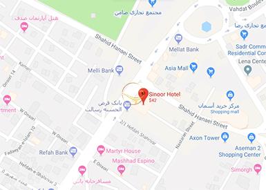 نمای سالن کنفرانس هتل سی نور مشهد روی نقشه