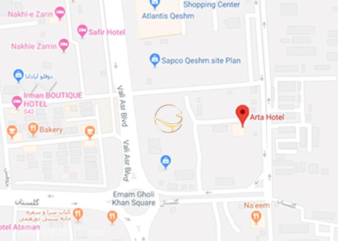نمای سالن کنفرانس هتل آرتا قشم روی نقشه