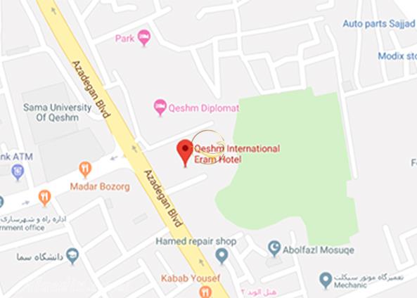 نمای سالن کنفرانس هتل ارم قشم روی نقشه