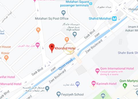 نمای سالن آمفی تئاتر هتل خورشید قم روی نقشه