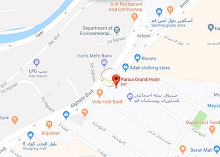 نمای تالار برلیان سجاد هتل پارسیا قم روی نقشه