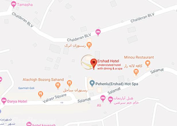 نمای سالن کنفرانس هتل ارشاد سرعین روی نقشه