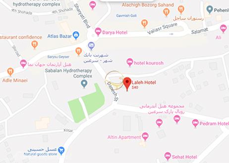 نمای سالن سمینار هتل لاله سرعین روی نقشه