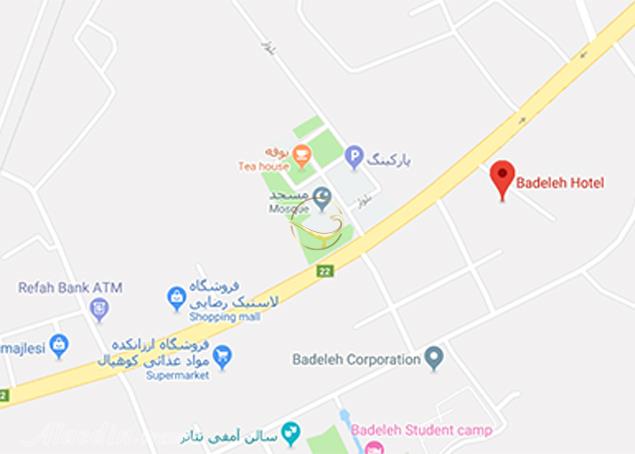 نمای سالن کنفرانس یک هتل بادله ساری روی نقشه