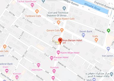 نمای سالن رستوران آریانا هتل آریوبرزن روی نقشه