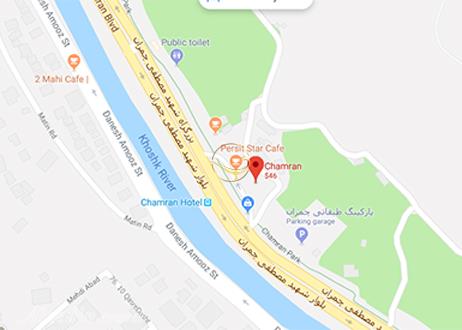 نمای سالن تخت جمشید هتل چمران شیراز روی نقشه