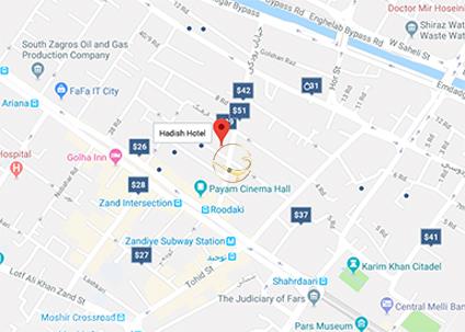 نمای سالن کنفرانس هتل هدیش شیراز روی نقشه