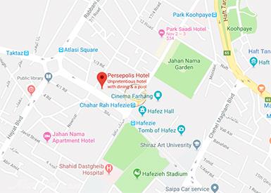 نمای سالن آپادانا هتل پرسپولیس شیراز روی نقشه