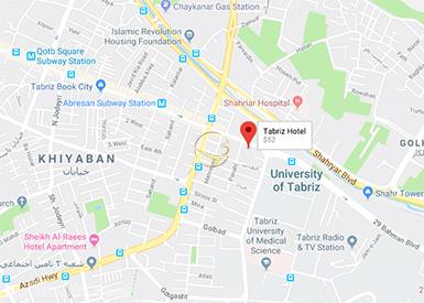 نمای سالن چند منظوره هتل بین المللی تبریز روی نقشه