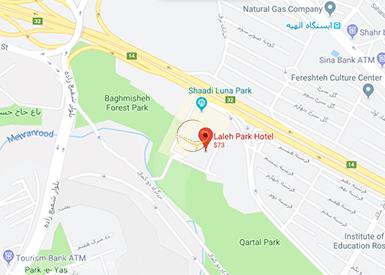 نمای سالن صائب هتل لاله پارک تبریز روی نقشه