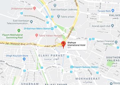 نمای سالن کنفرانس هتل شهریار تبریز روی نقشه