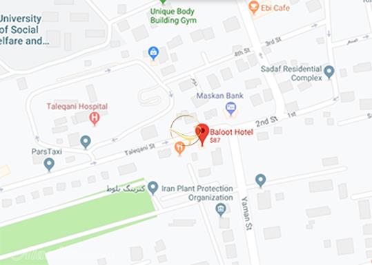 نمای سالن همایش یک هتل بلوط تهران روی نقشه