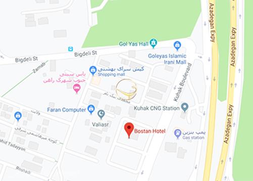 نمای سالن مدیران هتل بستان تهران روی نقشه
