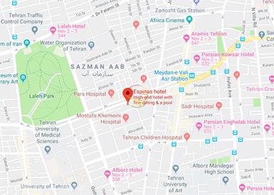 نمای سالن پاسارگاد هتل اسپیناس تهران روی نقشه