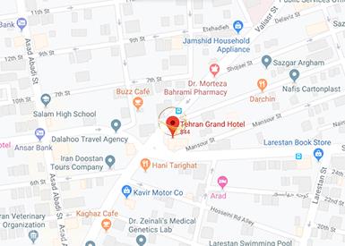 نمای سالن صدف هتل بزرگ تهران روی نقشه