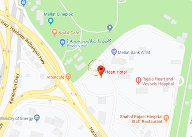 نمای سالن آمفی تئاتر هتل قلب تهران روی نقشه