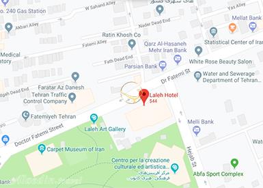 نمای سالن گلزار هتل لاله تهران روی نقشه