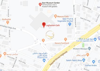 نمای تالار گالریا کافه لقانطه تهران روی نقشه