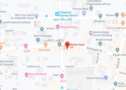 نمای سالن ساینا هتل مارلیک تهران روی نقشه