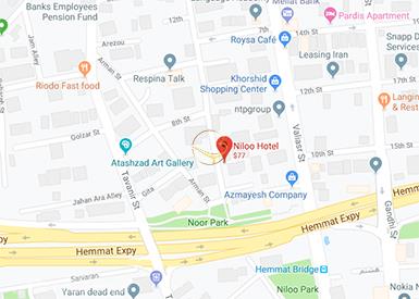 نمای سالن کنفرانس هتل نیلو تهران روی نقشه