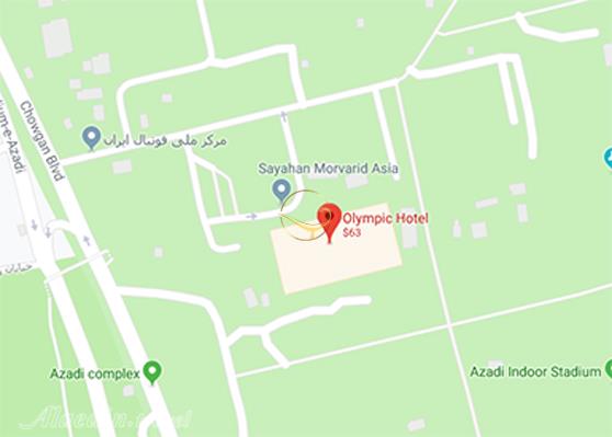 نمای سالن همایش های بین المللی هتل المپیک تهران روی نقشه