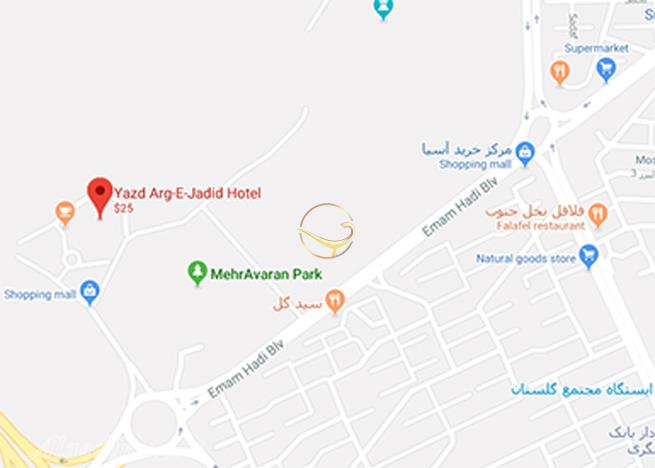 نمای سالن کنفرانس هتل ارگ جدید یزد روی نقشه