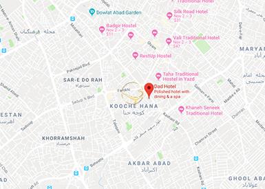 نمای سالن پدر هتل داد یزد روی نقشه