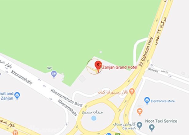 نمای سالن ترمه هتل بزرگ زنجان روی نقشه
