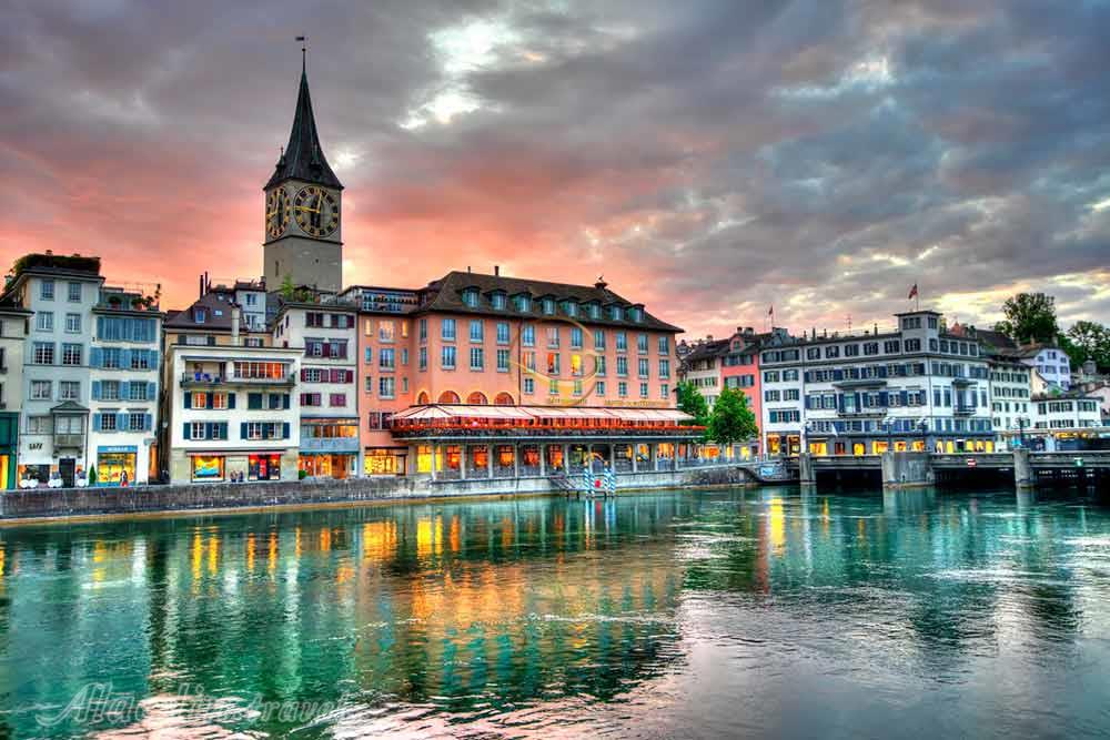 مناظر زیبای شهری در کنار رود لیمات در زوریخ | علاءالدین تراول